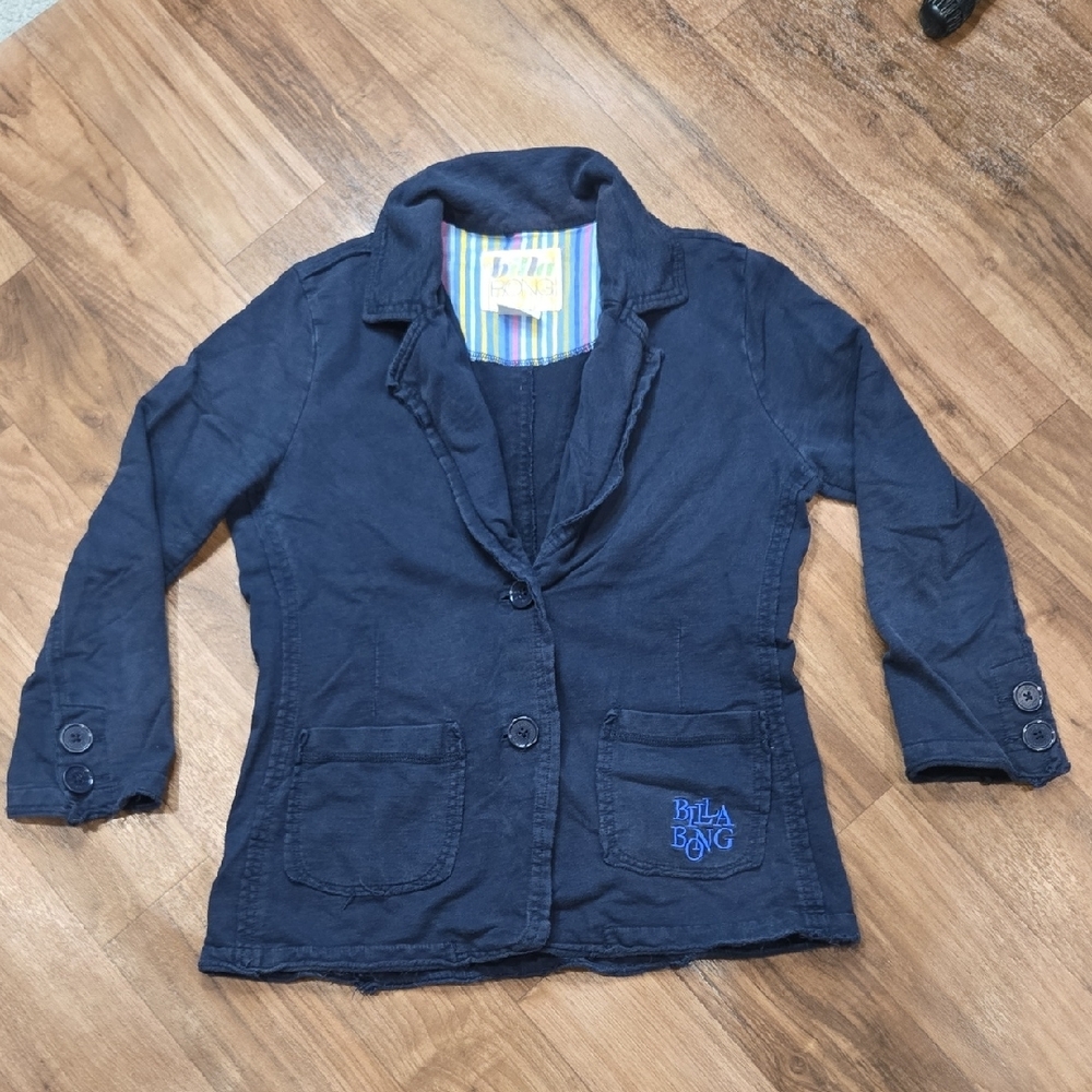 BILLABONG KNIT NAVY BLAZER WITH FRONT POCKETS SIZE LARGE - Picture 8 of 13
